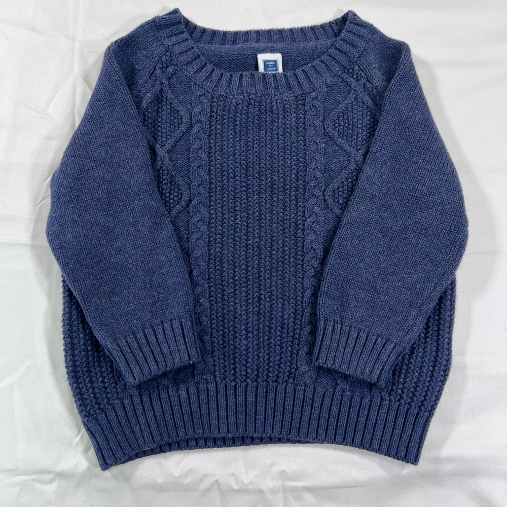 Janie and Jack Navy Blue Cable Knit Crewneck Sweater
